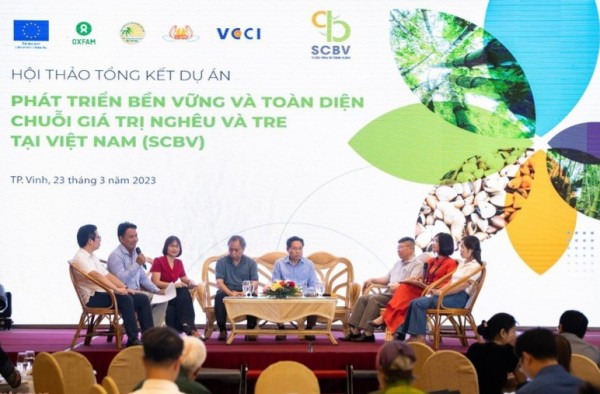 Hội thảo tổng kết dự án “Phát triển bền vững và toàn diện Chuỗi giá trị nghêu và tre tại Việt Nam” diễn ra chiều hôm qua (23/3) tại TP. Vinh , Nghệ An.