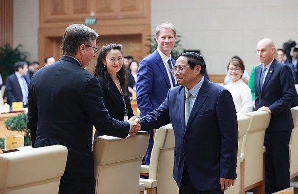 Thủ tướng Phạm Minh Chính tiếp đoàn doanh nghiệp của Hội đồng Kinh doanh Hoa Kỳ-ASEAN (USABC) - Ảnh: VGP/Nhật Bắc