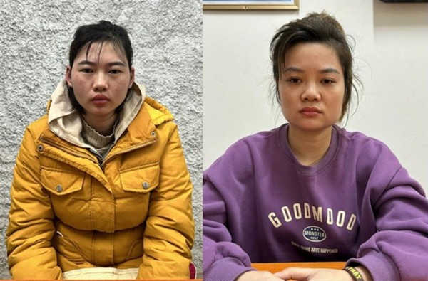 Hai đối tượng Nguyễn Thị Lành (áo vàng) và Nguyễn Thị An. Ảnh: TL.