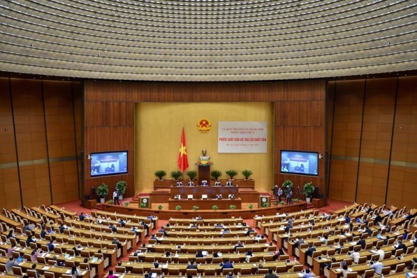 Hình ảnh phiên chất vấn và trả lời chất vấn đầu tiên của Ủy ban Thường vụ Quốc hội trong nhiệm kỳ khóa XV tại phiên họp thứ 9  (Ảnh: Phạm Thắng)