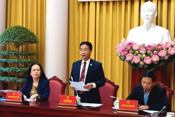 Phó Chủ nhiệm Văn phòng Chủ tịch nước Phạm Thanh Hà công bố Lệnh của Chủ tịch nước công bố Pháp lệnh Xử phạt vi phạm hành chính trong lĩnh vực kiểm toán nhà nước - Ảnh: VGP/Nguyễn Hoàng