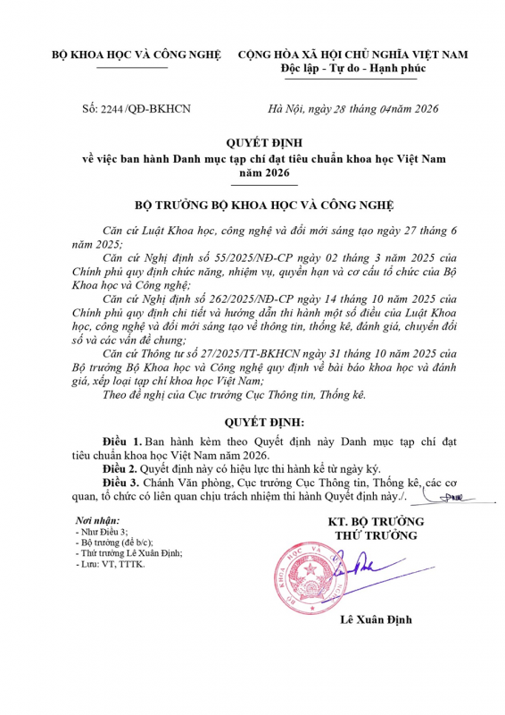 TẠP CHÍ TRUYỀN THỐNG VÀ PHÁT TRIỂN ĐƯỢC CÔNG NHẬN ĐẠT TIÊU...