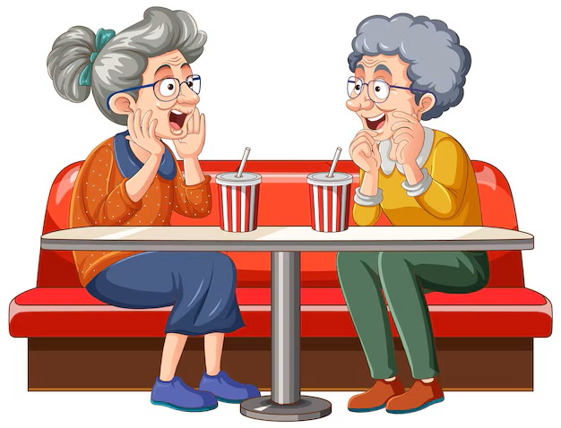 elderly people talking fast food restaurant 1308 140026